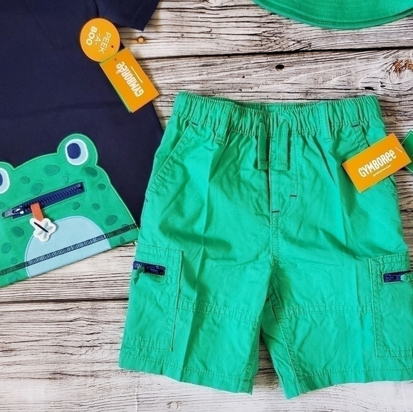 4T NWT Gymboree Embroidered Frog T-Shirt Shorts Hat - Picture 8 of 13